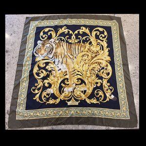 EUC SALVATORE FERRAGAMO TIGER BAROQUE GOLD VINTAGE SILK